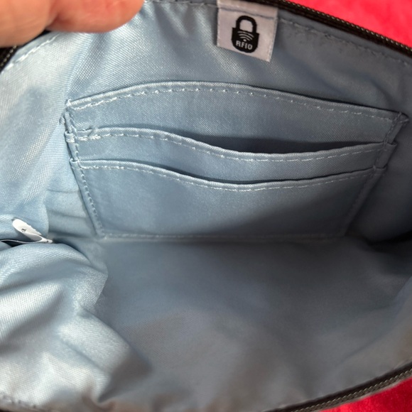 Baggallini Crossbody Bag And Wallet Pouch Set Black And Gray Floral Travel Purse - Picture 10 of 14